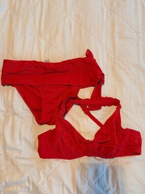 Pour Moi Red Underwire Bikini Top and Bottom